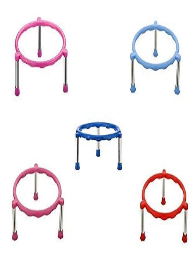 shaan Glister Single Ring Matka/Pot Stands with Stainless Steel Legs - 5 Pieces - Image 1
